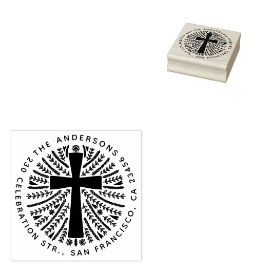 手描きボタニカルクロスファミリー差出人住所 ラバースタンプ (押印)