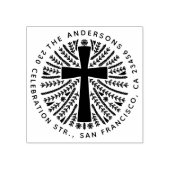 手描きボタニカルクロスファミリー差出人住所 ラバースタンプ (インプリント)