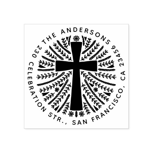 手描きボタニカルクロスファミリー差出人住所 ラバースタンプ (インプリント)