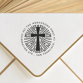 手描きボタニカルクロスファミリー差出人住所 ラバースタンプ