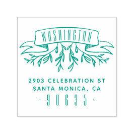 手描きボタニカルバナー差出人住所 セルフインキングスタンプ