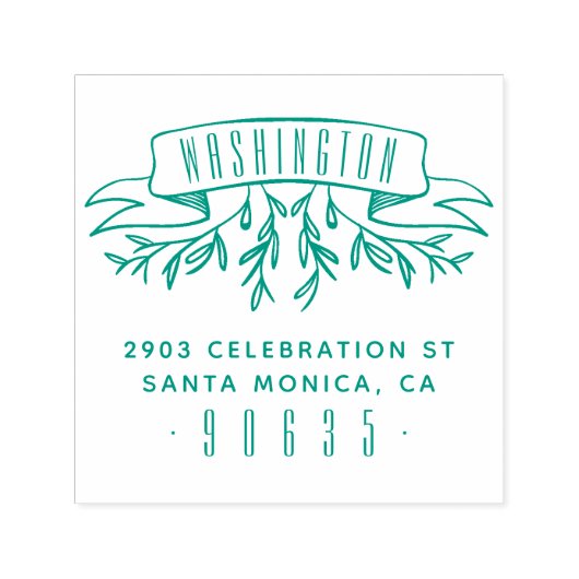 手描きボタニカルバナー差出人住所 セルフインキングスタンプ (デザイン)