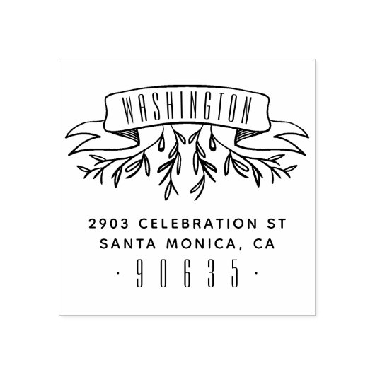 手描きボタニカルバナー差出人住所 ラバースタンプ (インプリント)