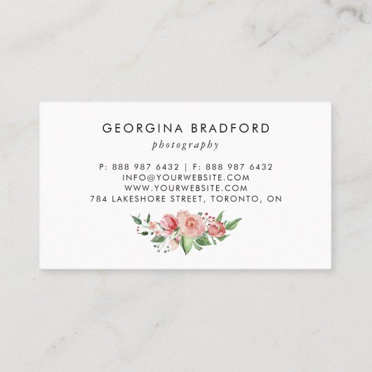 手描きボタニカルローズ 葉っぱ 名刺 (裏面)