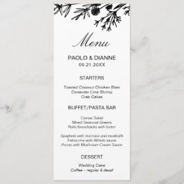 手描きボタニカル葉メニューカード メニュー