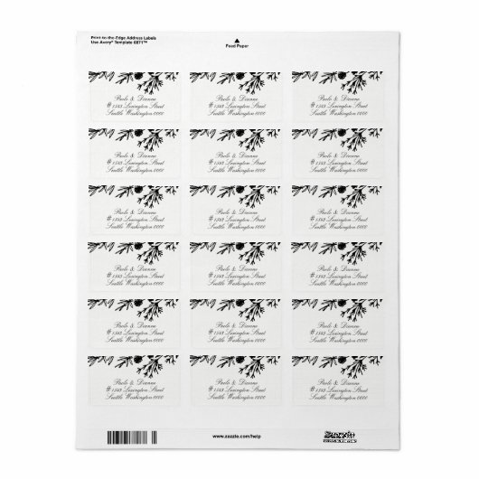 手描きボタニカル葉結婚住所 シール (フルシート)