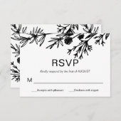 手描きボタニカル葉RSVPカード 招待状 (正面/裏面)