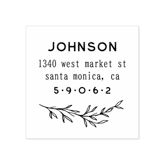 手描きボタニカル離れカスタム差出人住所 ラバースタンプ (インプリント)