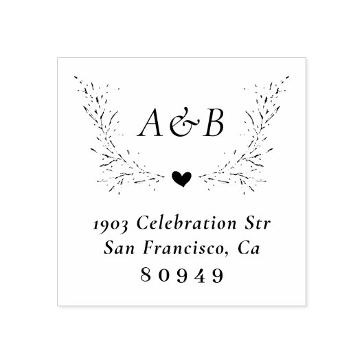 手描きボタニッ結婚ク差出人住所 ラバースタンプ (インプリント)