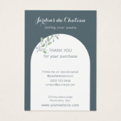 手描きボフランスのタニカルイヤリングディスプレイカード (裏面)