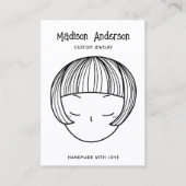 手描きボブヘアカットの女性イヤリングディスプレイカード 名刺 (正面)