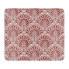 手描きボヘミアンのホタテ、クリームの上に赤 カッティングボード