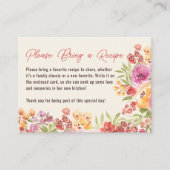 手描きボヘミアンフラワー ブライダルシャワー レシピ 依頼 エンクロージャーカード (正面)