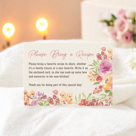 手描きボヘミアンフラワー ブライダルシャワー レシピ 依頼 エンクロージャーカード