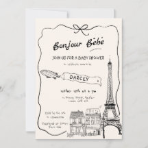 手描きボンジュールフランスのベビーシャワー