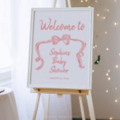 手描きボーガールベビーシャワー歓迎ポスター ポスター