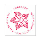 手描きポインセチア差出人住所 セルフインキングスタンプ (デザイン)