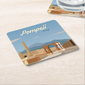 手描きポンペイItaly景観風景スケッチ スクエアペーパーコースター (アングル)