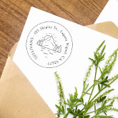 手描きマウンテンシーンシンプル差出人住所 ラバースタンプ