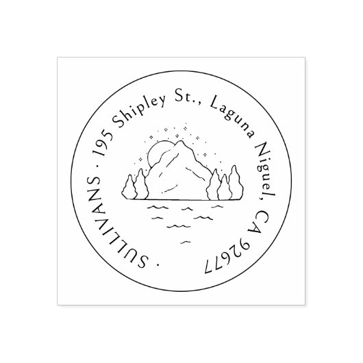 手描きマウンテンシーンシンプル差出人住所 ラバースタンプ (インプリント)