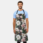 手描きマグノリアス：水色シームレス。 エプロン (着用した状態)