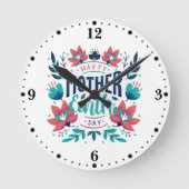 手描きマザーアースデイデザイン-23184フード付きスウェットシャツ ラウンド壁時計 (正面)