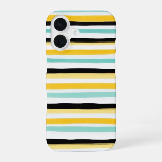 手描きマルチカラー横ストライプ iPhone 16ケース (裏面)
