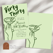手描きマルティーニ汚い30大人誕生日 招待状