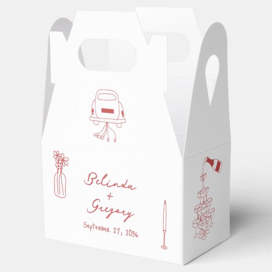 手描きマルーンイラストドードル結婚ズ フェイバーボックス (オープン)