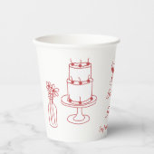 手描きマルーンイラストドードル結婚ズ 紙コップ (正面)