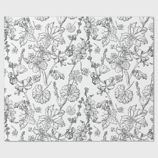 手描きマロー薬用化粧用ワイルドフラワーWr ラッピングペーパー (フラット)