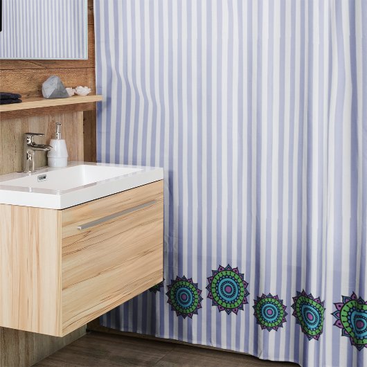 手描きマンダラシャワーカーテン シャワーカーテン