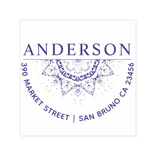 手描きマンダラファミリー名丸差出人住所 セルフインキングスタンプ (デザイン)