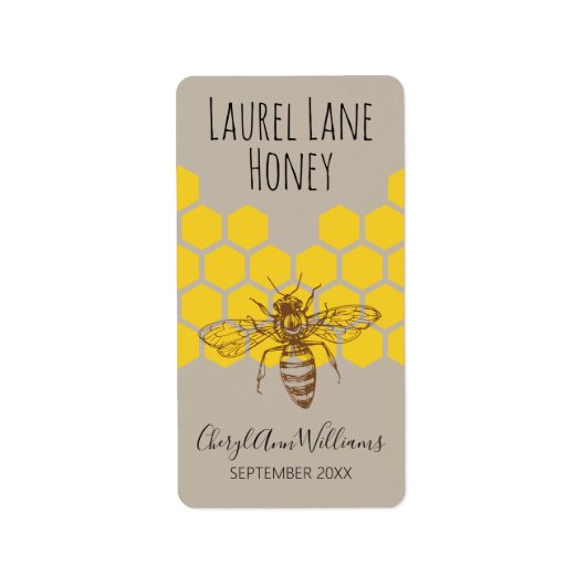 手描きミツバチ署名シリーズ養蜂製品 ラベル (正面)