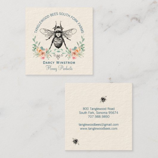 手描きミツバチ製品フローラ スクエア名刺 (正面/裏面)