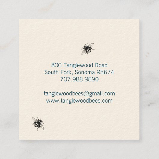 手描きミツバチ製品フローラ スクエア名刺 (裏面)