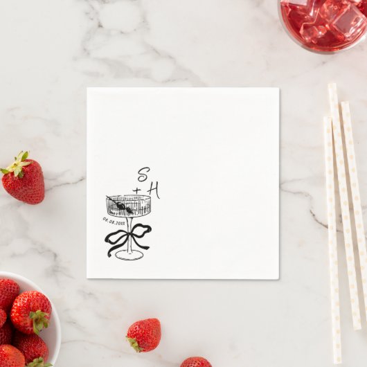 手描きミニマリストのコケ結婚ットドリンク スタンダードカクテルナプキン (インサイチュ)