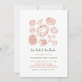 手描きミニマル感謝祭ディナー秋 招待状 (正面)