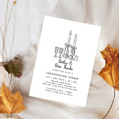 手描きミニマル感謝祭ディナー秋 招待状