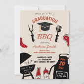 手描きミニマ予測できなリスト卒業BBQ 招待状 (正面)