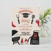 手描きミニマ予測できなリスト卒業BBQ 招待状 (スタンド正面)