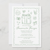手描きミントグリーンのお気に入りパーティー 招待状 (正面)