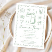 手描きミントグリーンのお気に入りパーティー 招待状