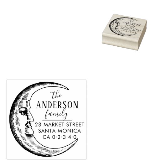 手描きムーンカスタム差出人住所 ラバースタンプ (押印)