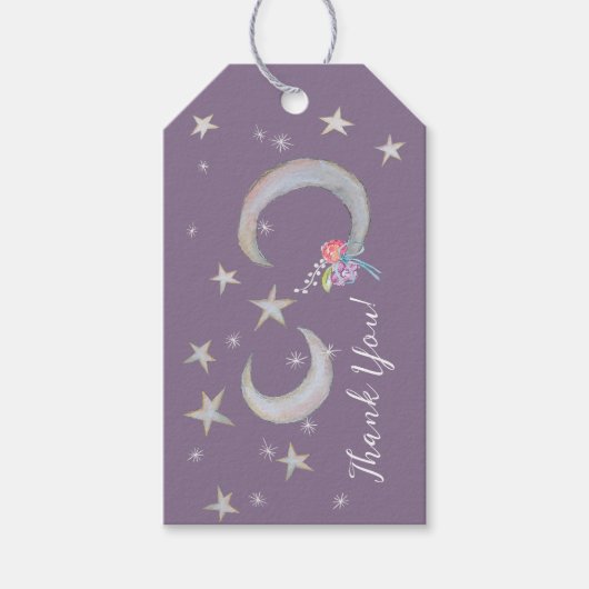 手描きムーンスター花ありがとう赤ちゃんシャワー ギフトタグ (正面)