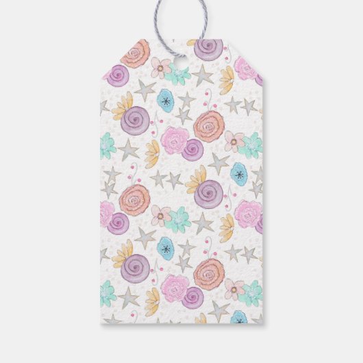 手描きムーンスター花ありがとう赤ちゃんシャワー ギフトタグ (裏面)