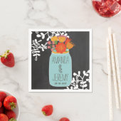 手描きメイソン瓶&花Chalkboard スタンダードカクテルナプキン (インサイチュ)