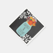 手描きメイソン瓶&花Chalkboard スタンダードカクテルナプキン (角)