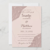 手描きメイブピンクエレガントクリーム結婚フローラ 招待状 (正面)