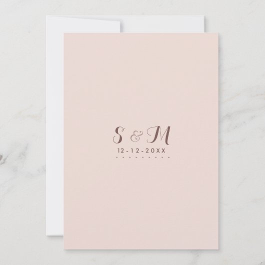 手描きメイブピンクエレガントクリーム結婚フローラ 招待状 (裏面)